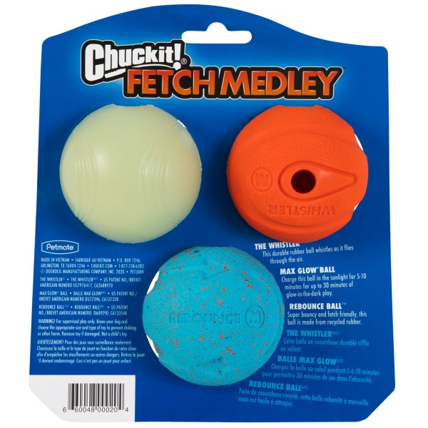 Chuckit! - Fetch Medley Assorted Medium (3Pk) 6.5cm