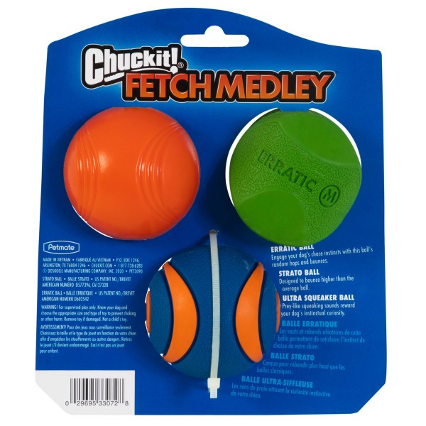 Chuckit! - Fetch Medley 2 Assorted Medium (3Pk) 6.5cm