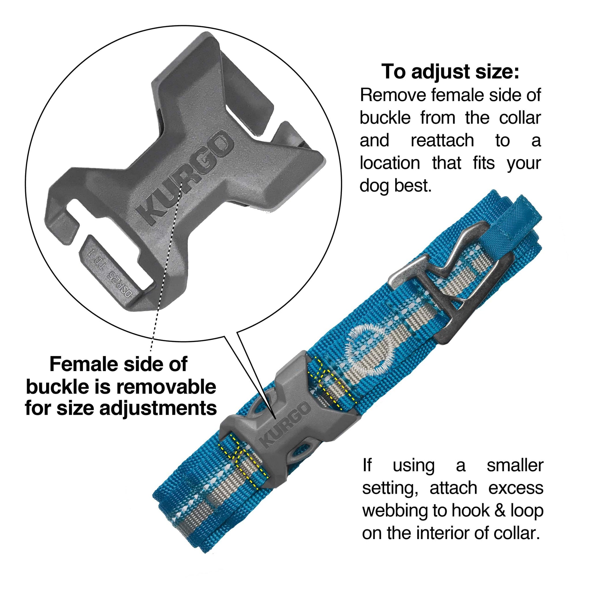 An informative image explaining the adjustment process for the RSG Collar