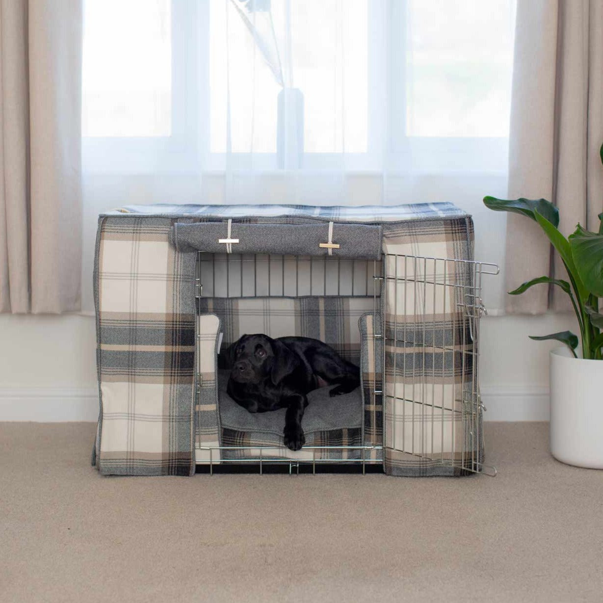 Dog Crate Set In Balmoral Charcoal Tweed By Lords & Labradors