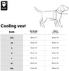 Size chart for Hurtta Cooling Vest