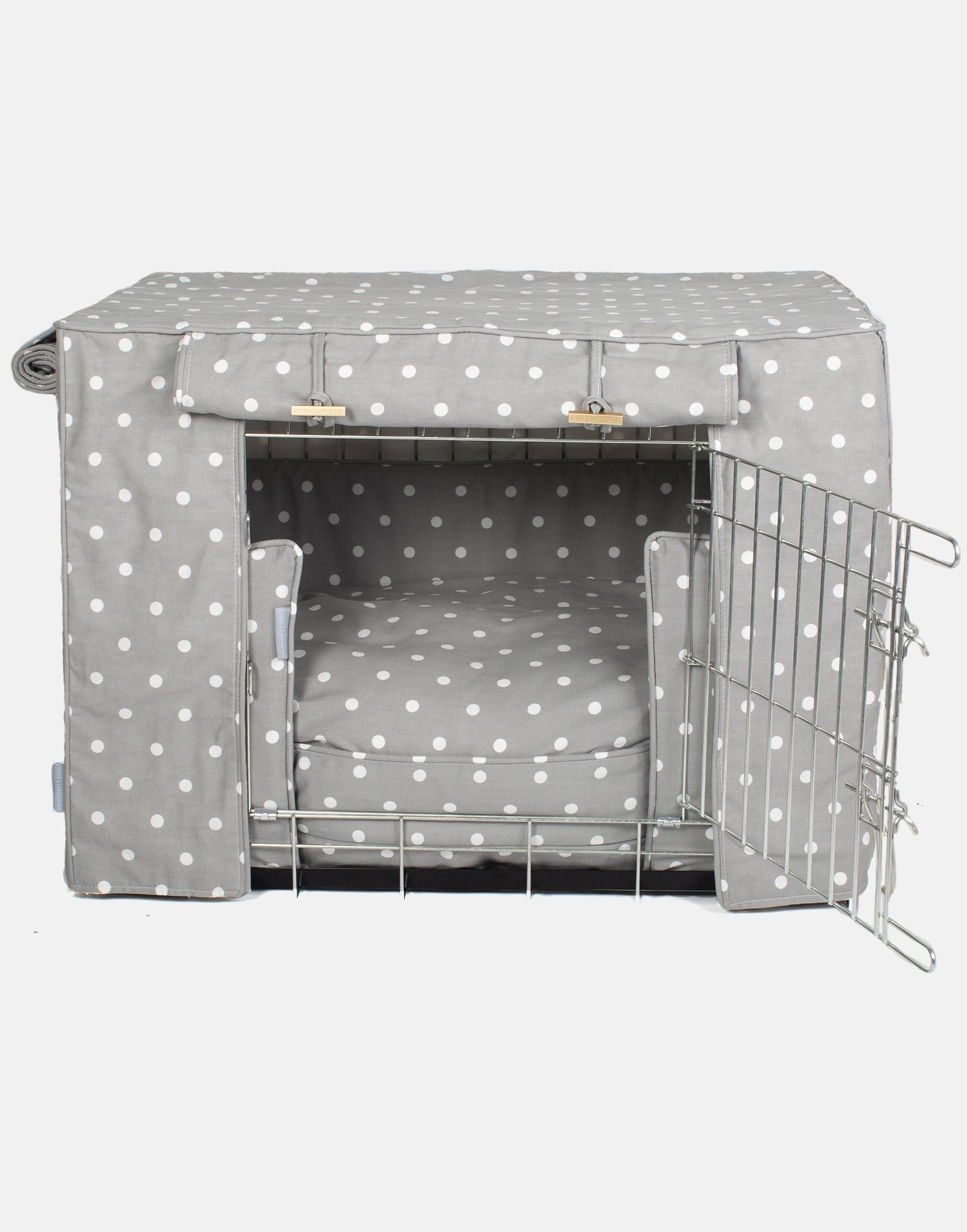 Dog Crate Set in Grey Spot by Lords & Labradors
