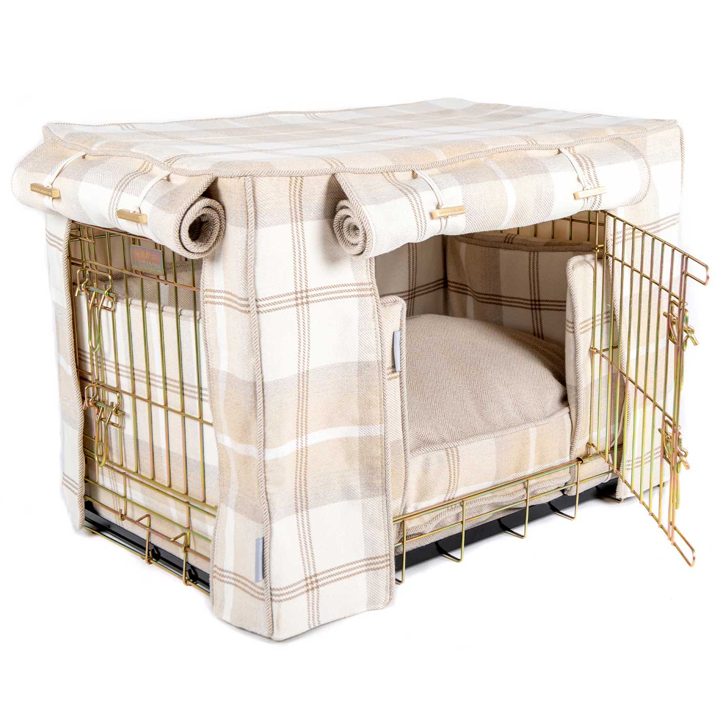 Dog Crate Set In Balmoral Natural Tweed By Lords & Labradors